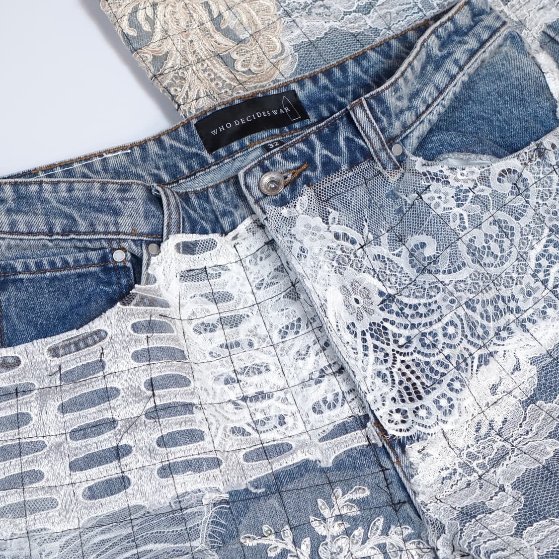 Who Decides War 그리드 레이스 데님팬츠 상품이미지6