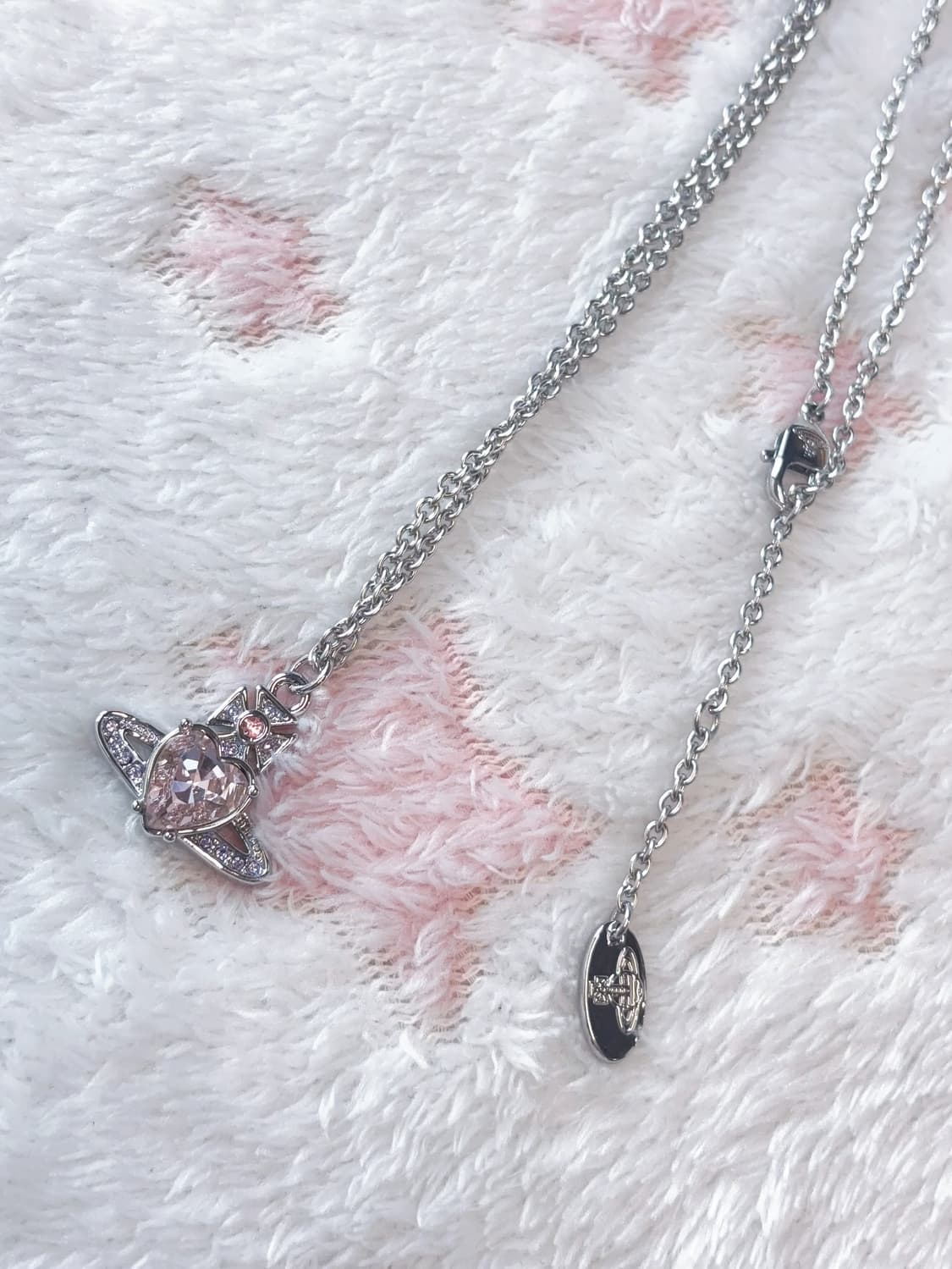비비안웨스트우드 목걸이 아리엘라 크리스탈 핑크 실버 목걸이 상품이미지2