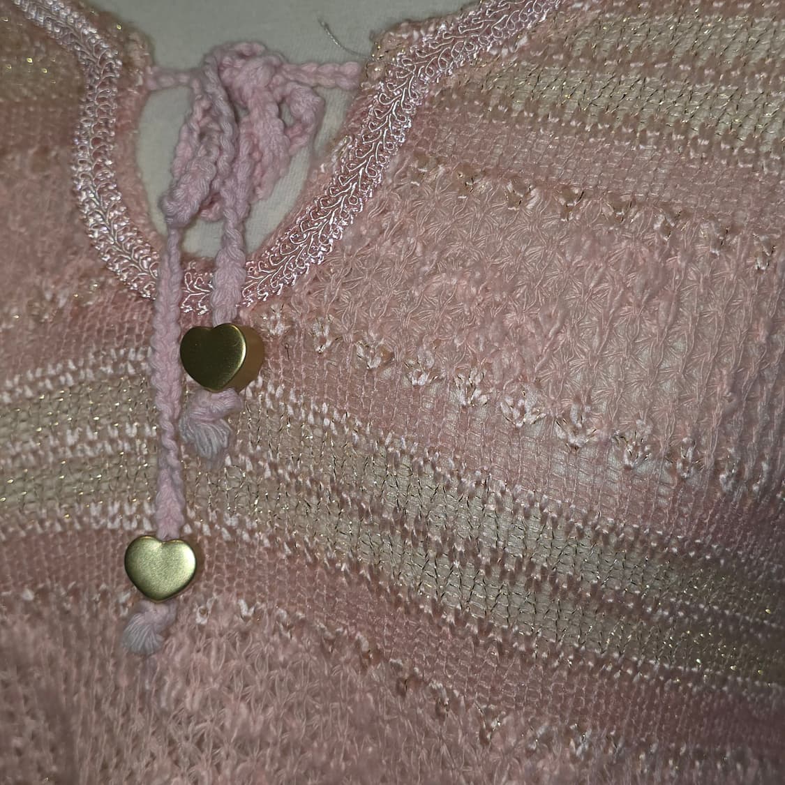 핑크st 하트 크로셰 시스루 가오리 로맨틱 니트 상품이미지3