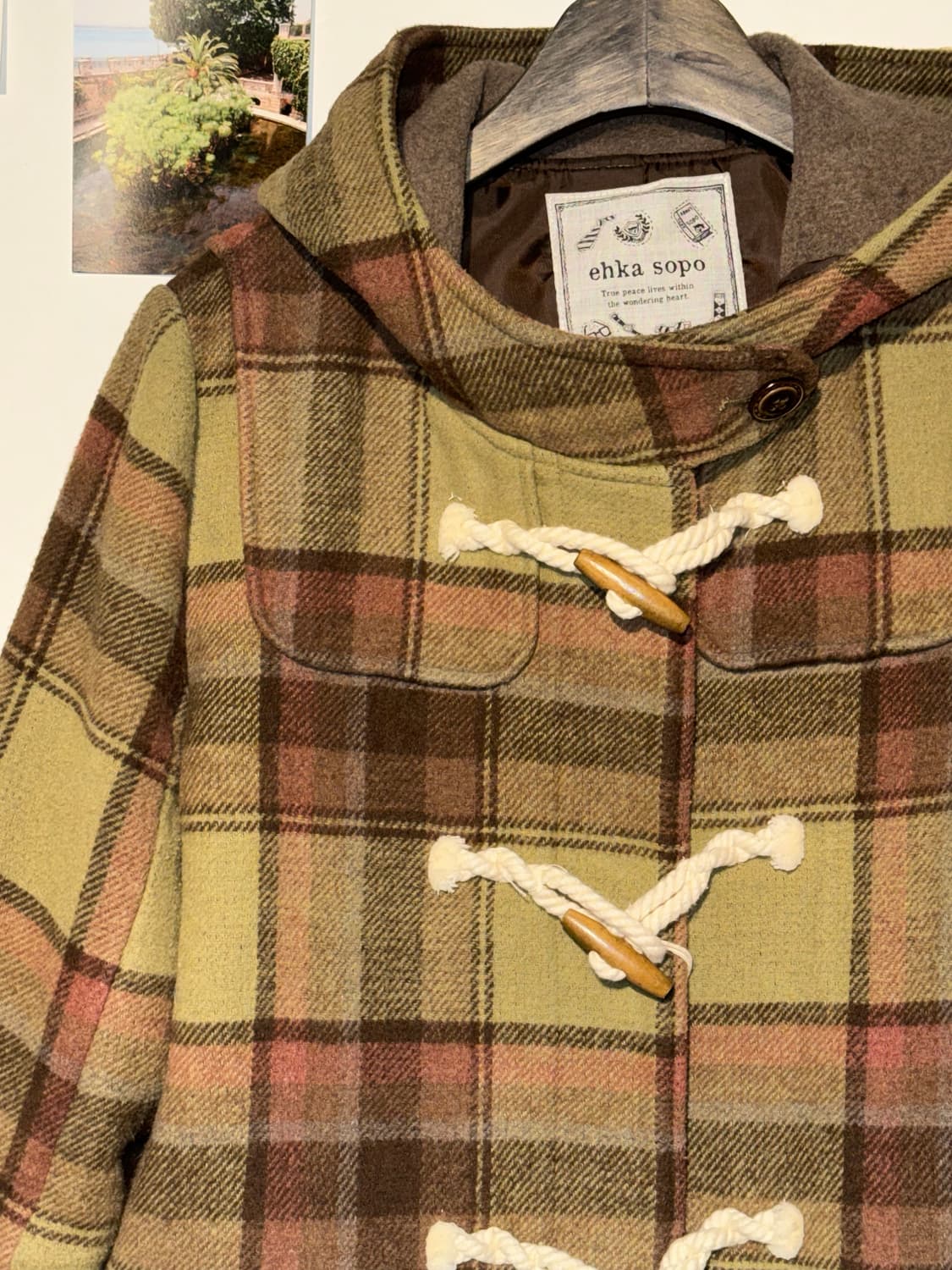 체크 더플 후드 자켓 상품이미지3