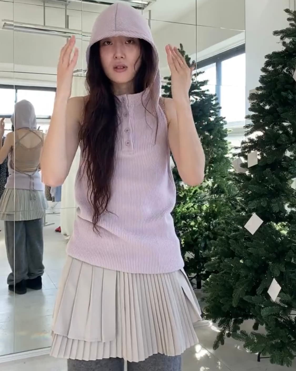 샵페어리 홀터넥 후드 나시 (핑크) 상품이미지1