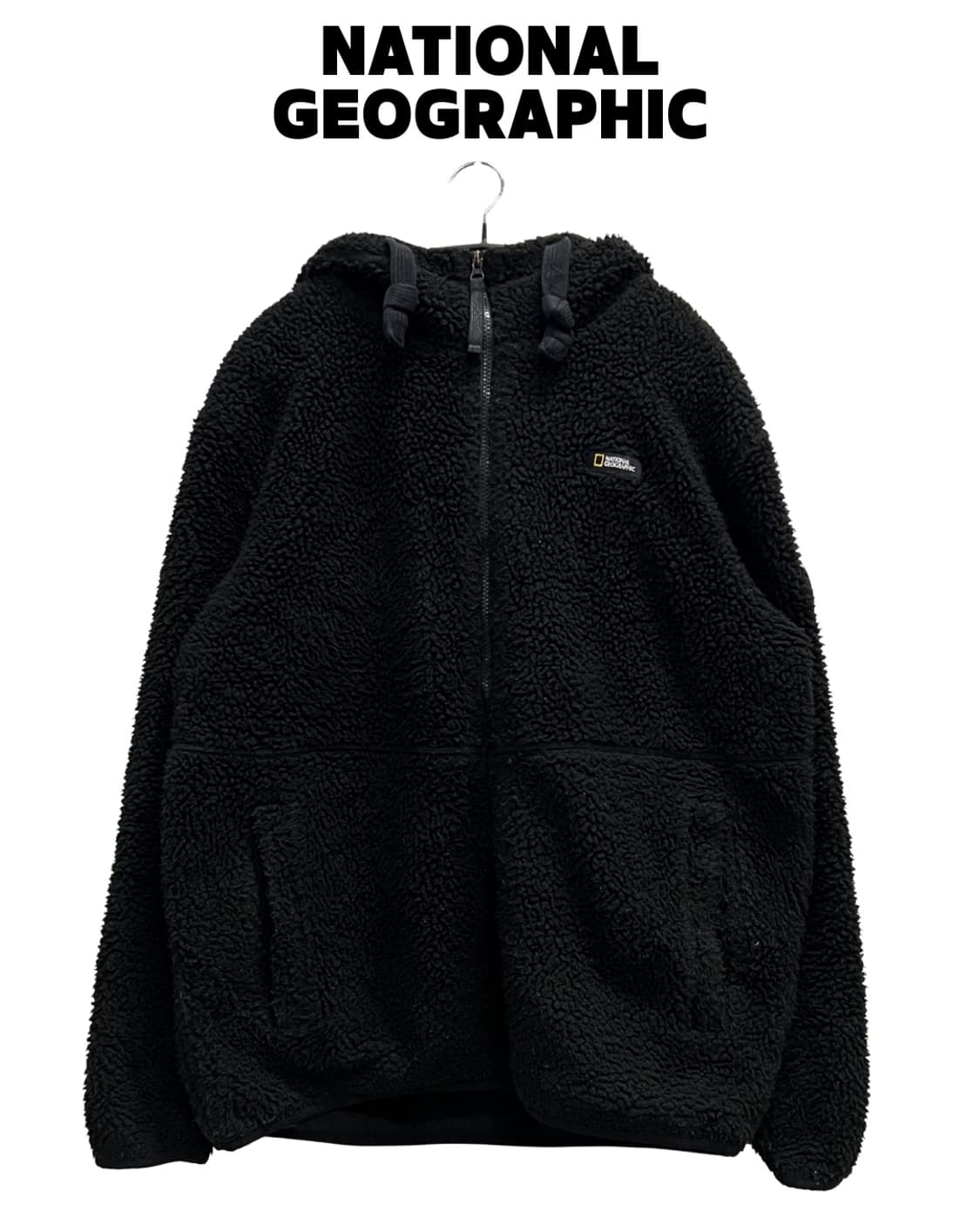 내셔널지오그래픽 양털 셰르파 플리스 후드 집업 자켓 블랙 상품이미지1