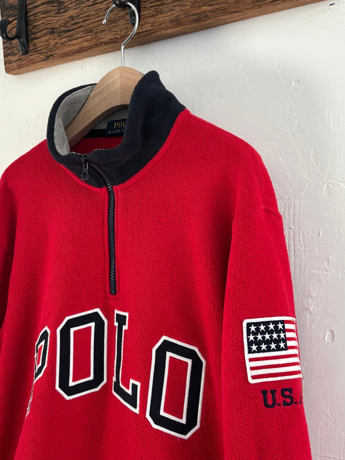 Polo 폴로 랄프로렌 신형 POLO 아치로고 레드컬러 플리스 상품이미지5