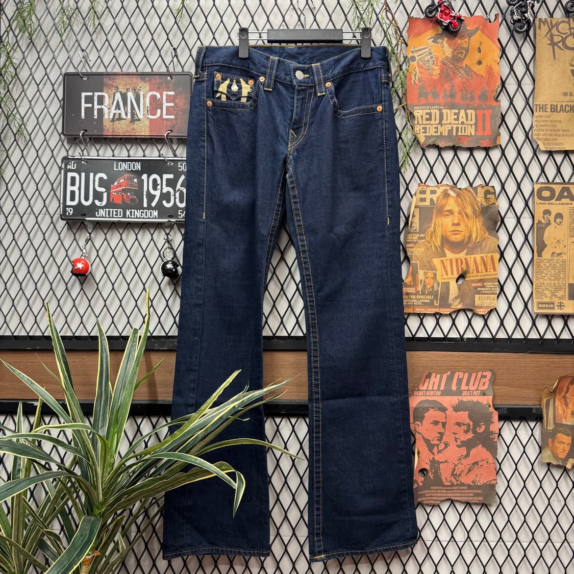 00s 트루릴리전 데님 팬츠 후면 말발굽 페인팅 포인트 진청 상품이미지1