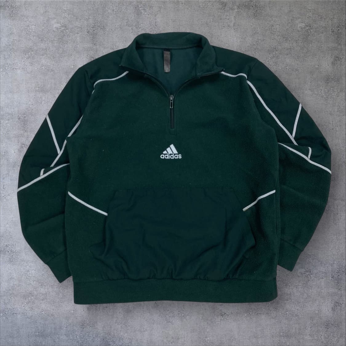아디다스 그린 컬러 센터 로고 하프 집업 플리스 상품이미지1