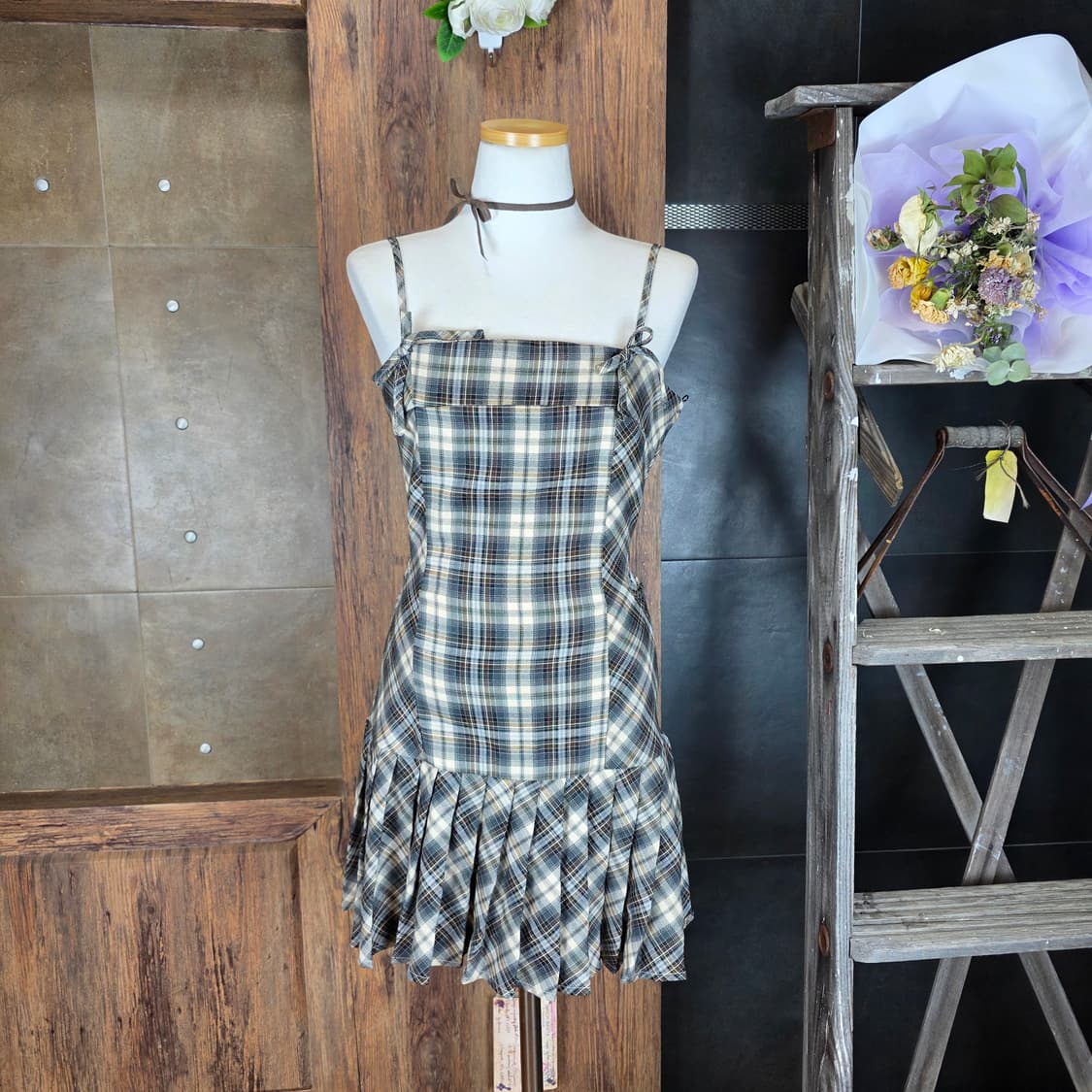 AND MARY 스위트 체크 미니원피스 상품이미지1