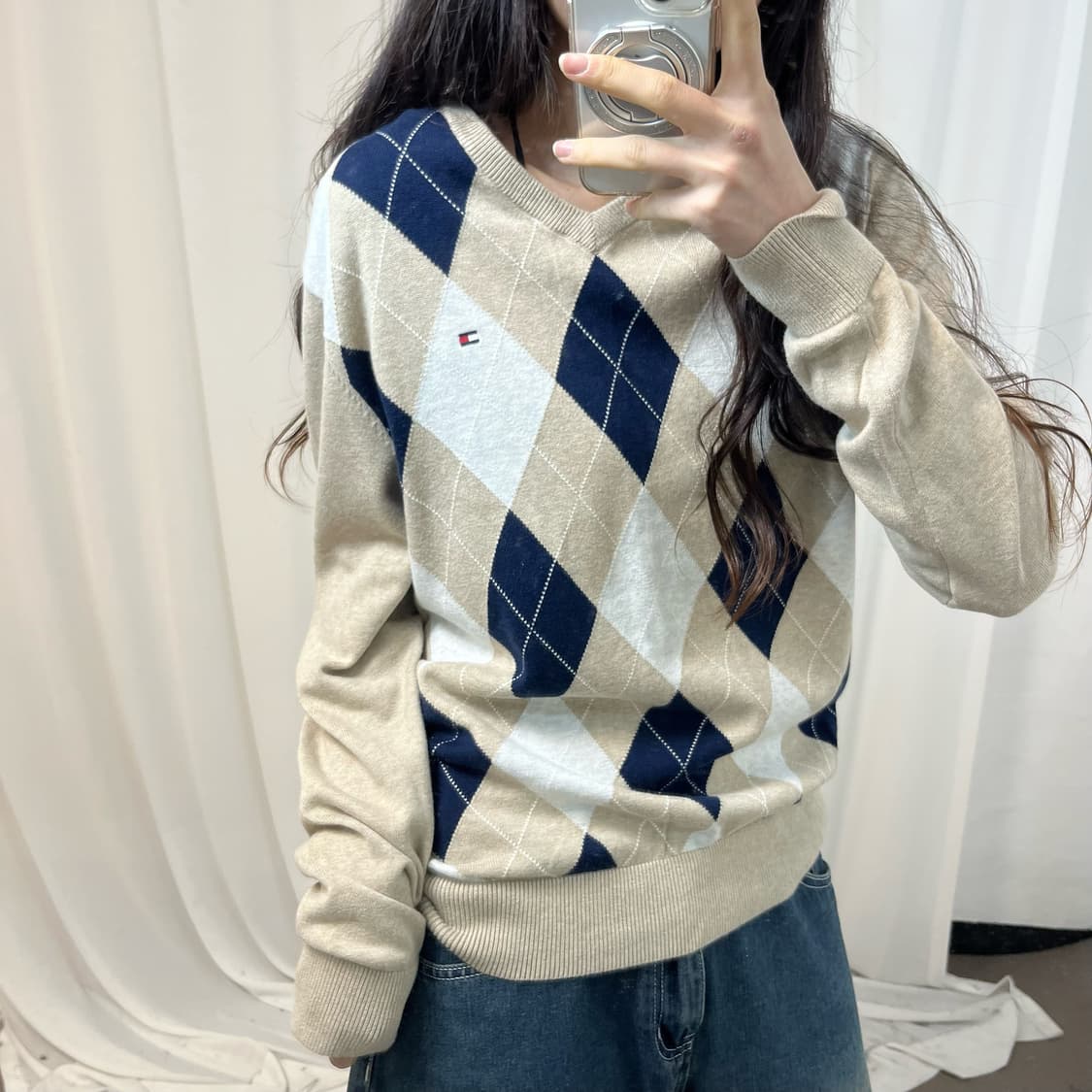 Tommy Hilfiger Argyle Knit Sweater 상품이미지3