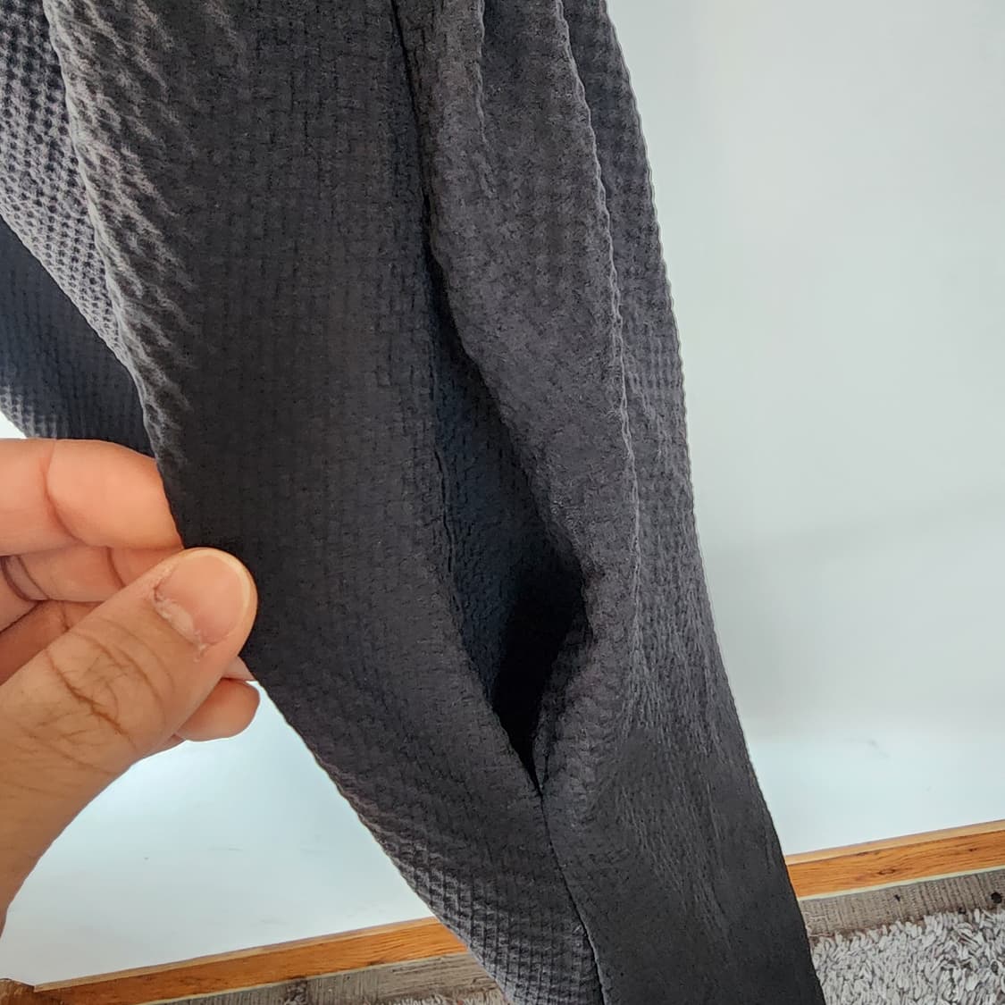 블랙 지지미 카라넥 반팔 롱 원피스 상품이미지6