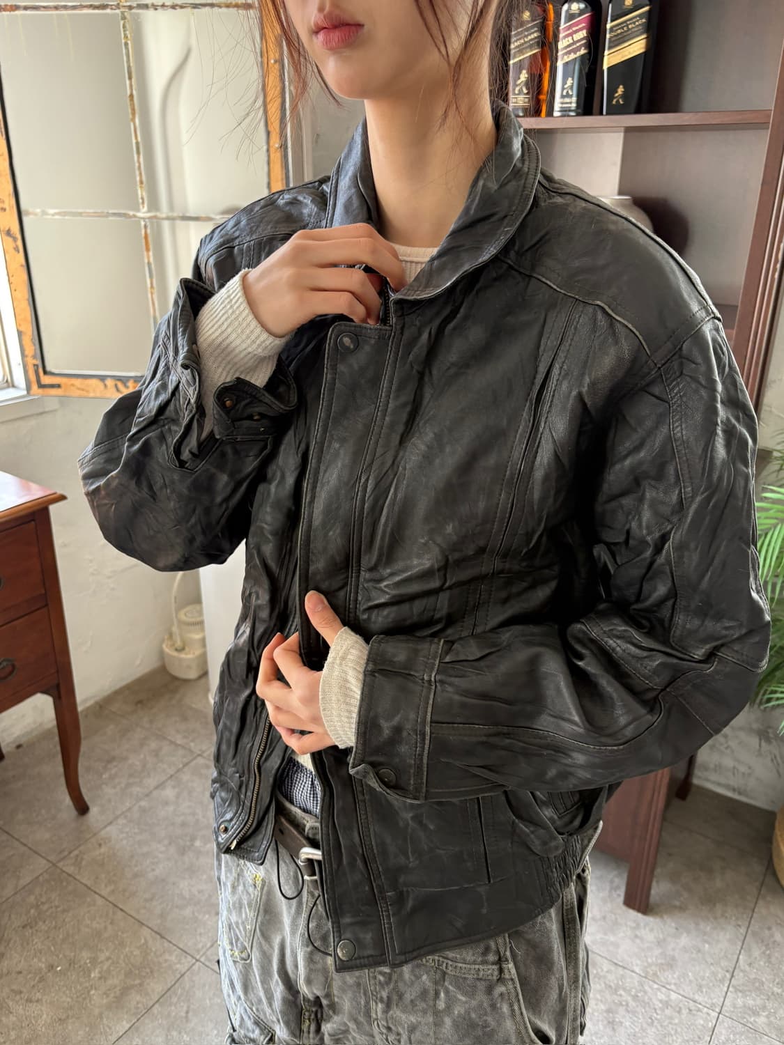 레더 블루종 자켓 상품이미지2