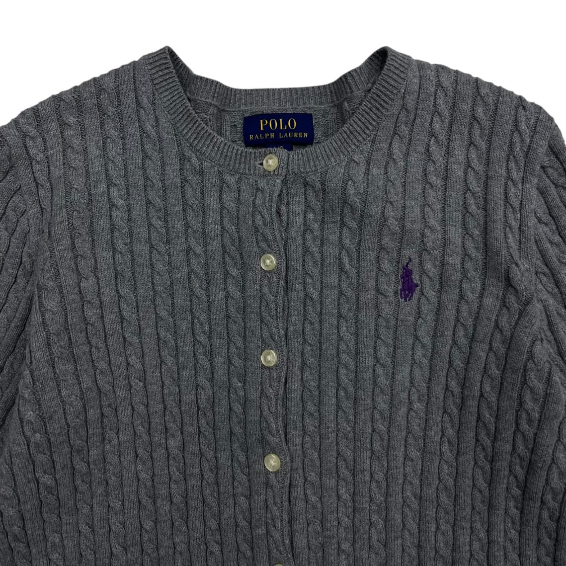 폴로 랄프로렌 퍼플포니 그레이 꽈배기 니트 가디건 L 상품이미지4