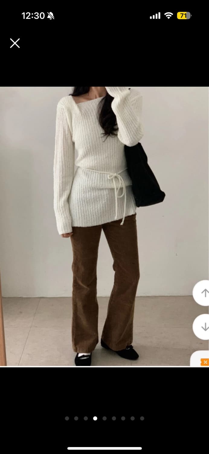 부클 트임 보트넥 셔링 니트 상품이미지3