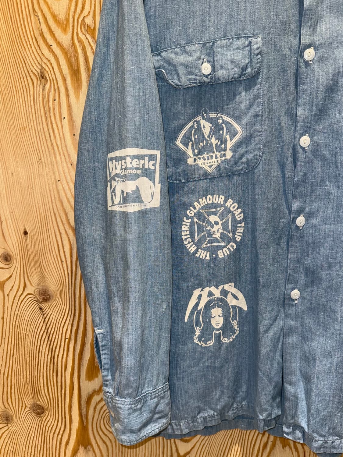히스테릭 글래머 프린팅 샴브레이 데님 셔츠 상품이미지2