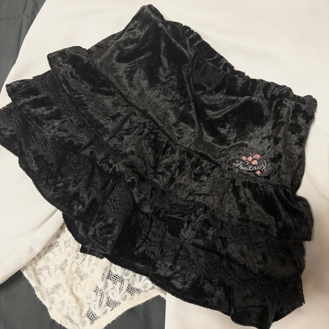 빈티지 갸루 벨벳 스커트 블랙  상품이미지1