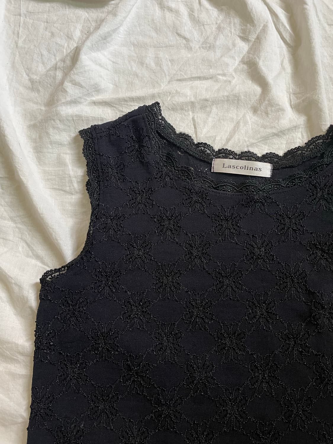 빈티지 블랙 레이스 슬리브리스 나시 상품이미지1