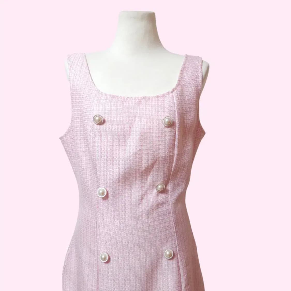 핑크 트위드 민소매 미니원피스 상품이미지2