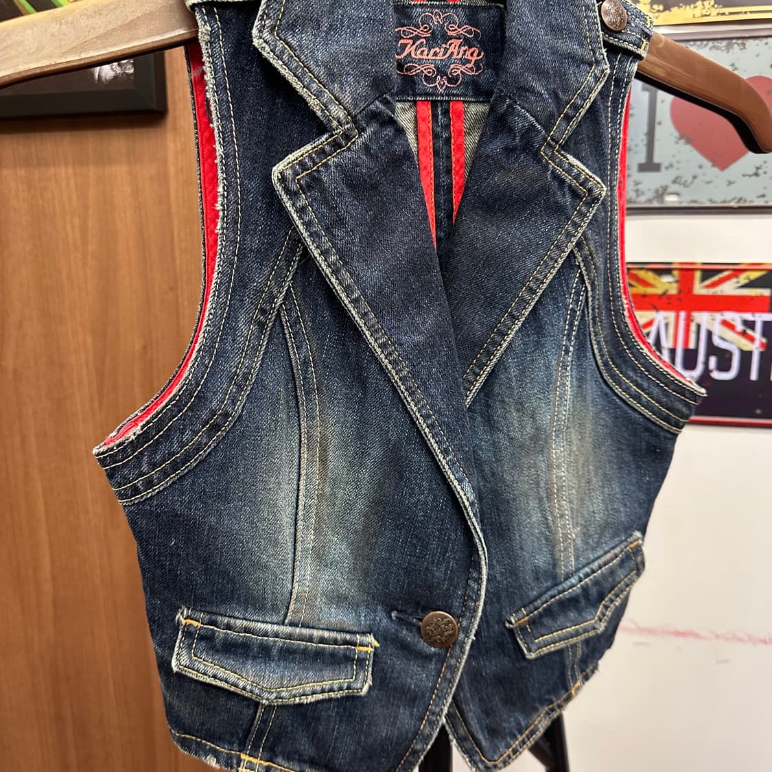Y2K Stitch Detail Denim Vest  상품이미지5