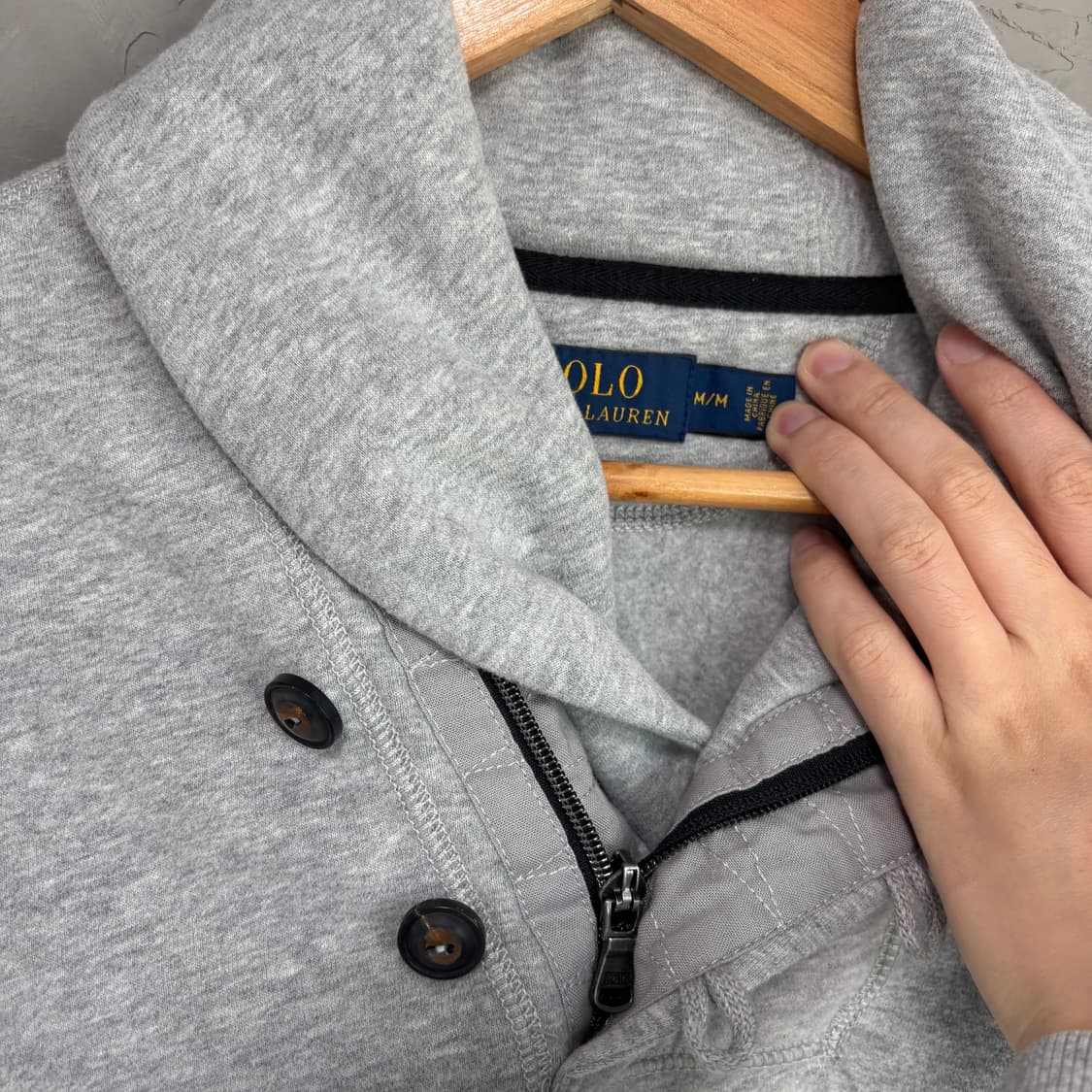폴로 랄프로렌 숄카라 코튼 반집업 그레이 상품이미지4