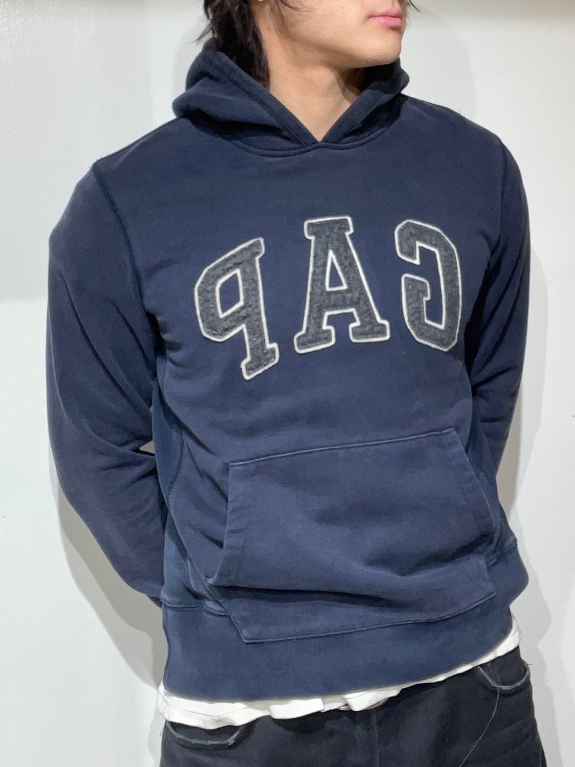 갭 빅로고 네이비 후드티  상품이미지1