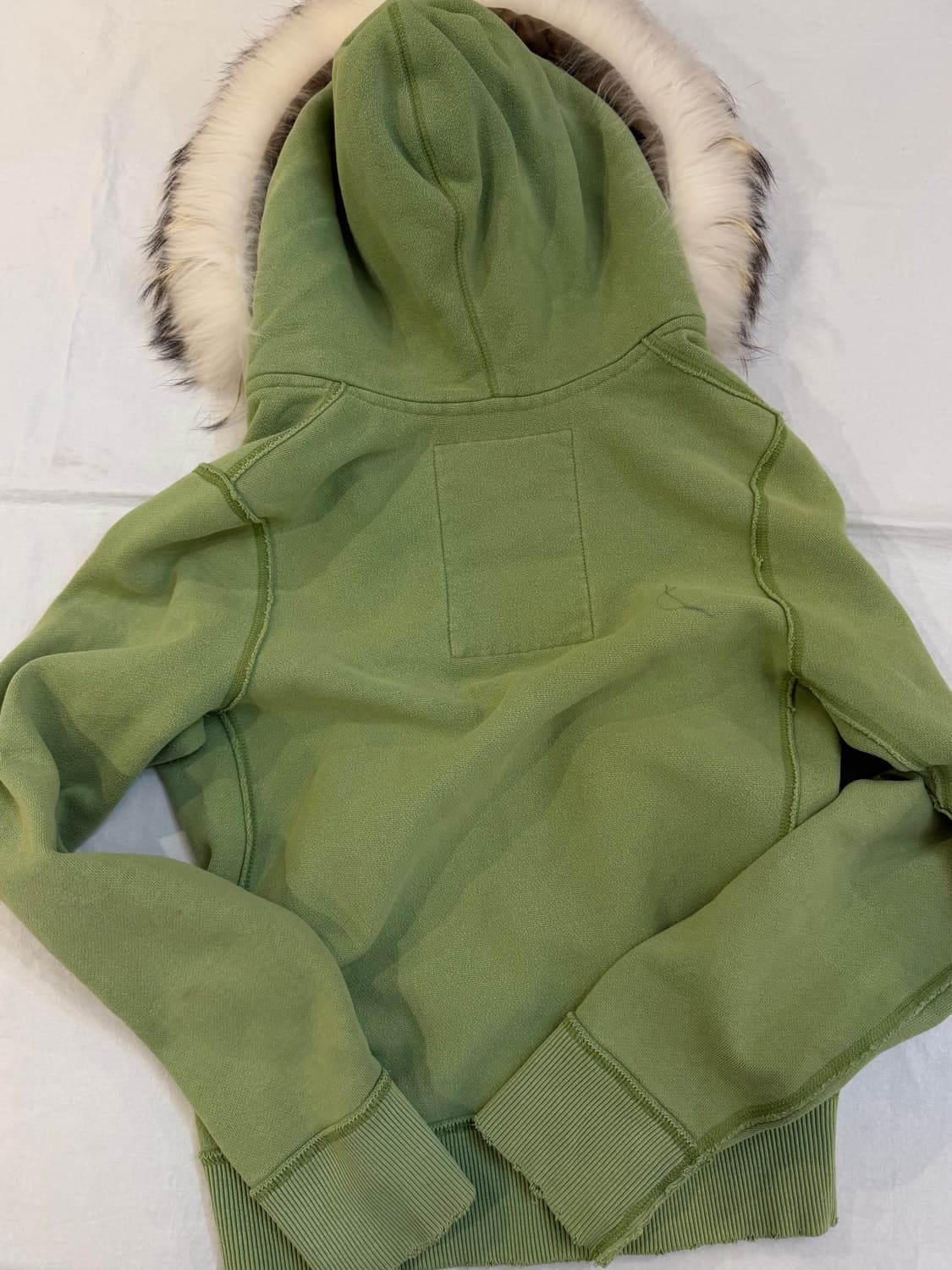 아베크롬비 y2k 울프죠 퍼 후드집업 말차 그린 상품이미지3