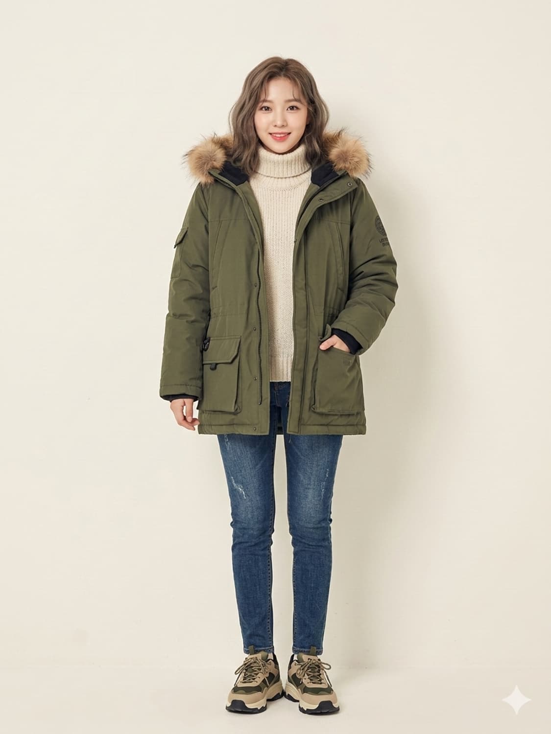 리바이스 구스다운 카키 야상 패딩 상품이미지1