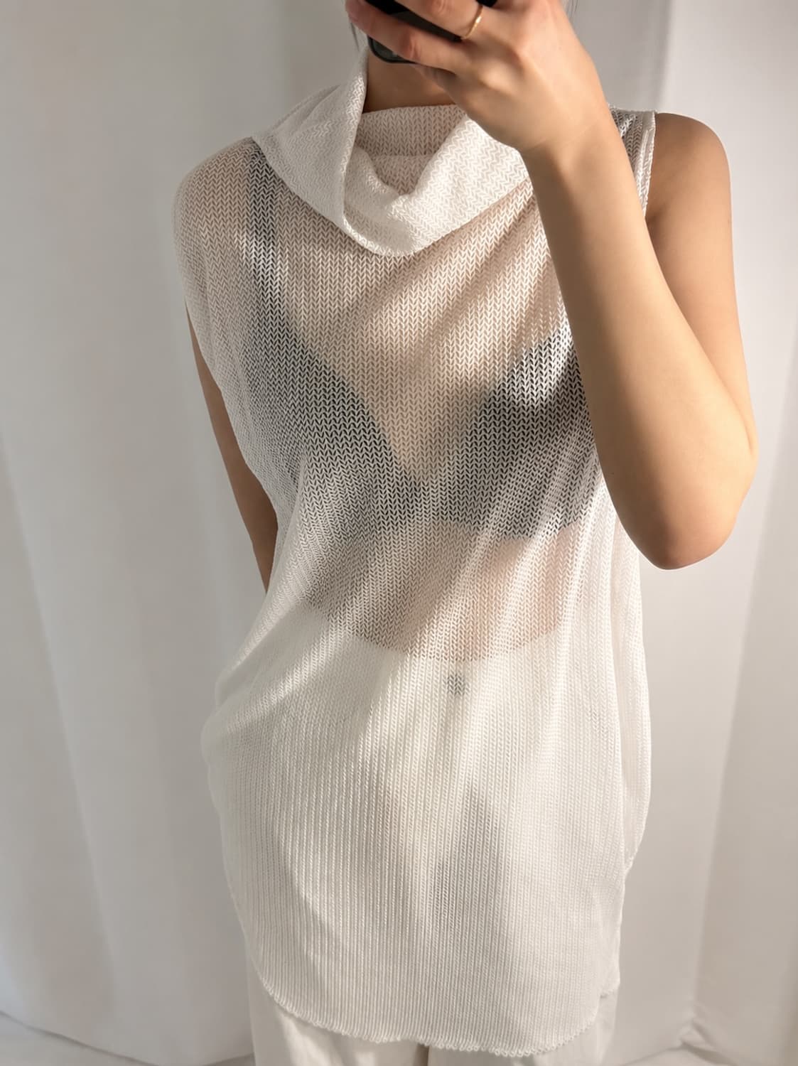 Mesh Knit Sleeveless Long Top 상품이미지2