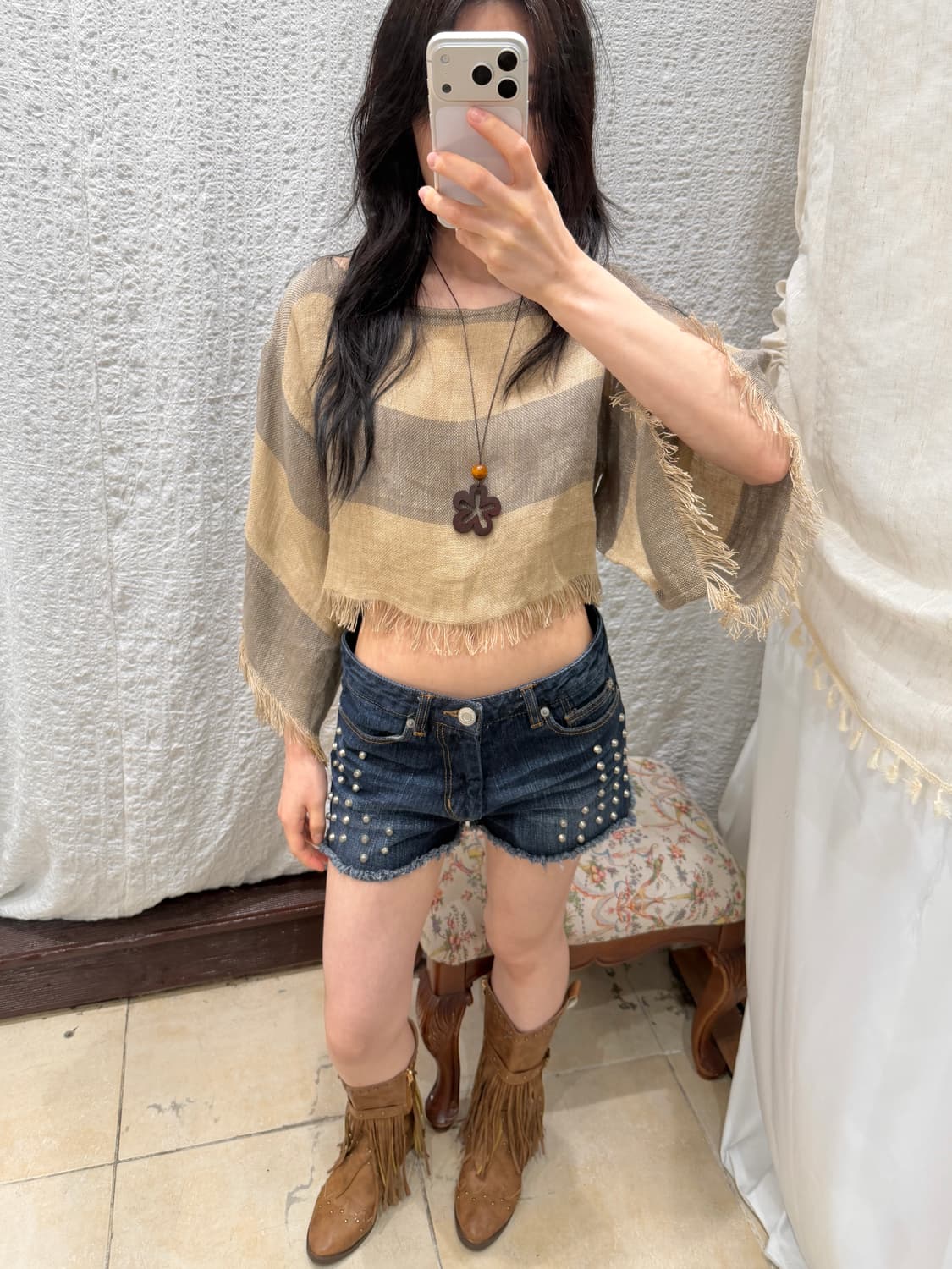 stud point denim shorts 상품이미지2