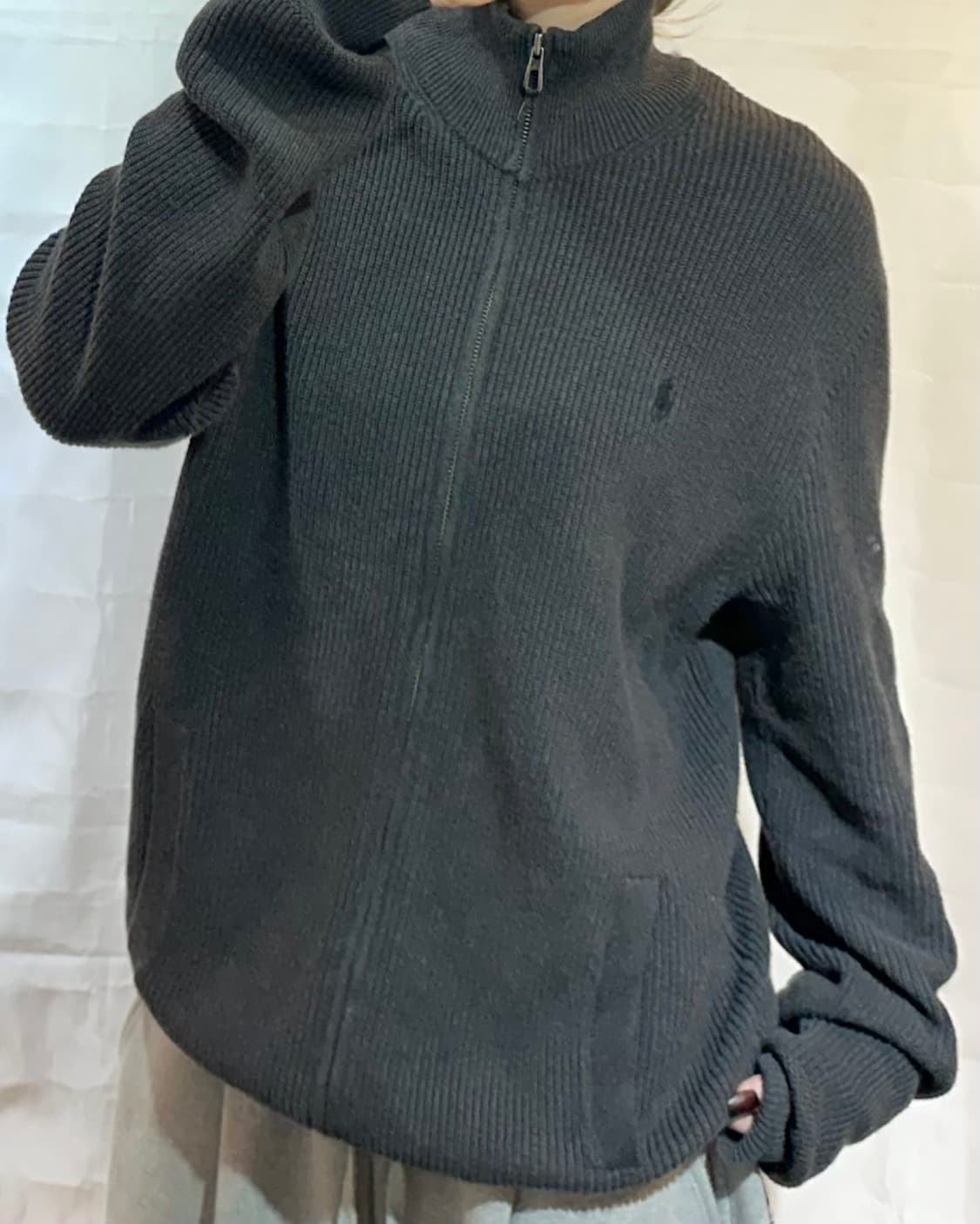 폴로랄프로렌 블랙 포니 챠콜 니트 집업 상품이미지1