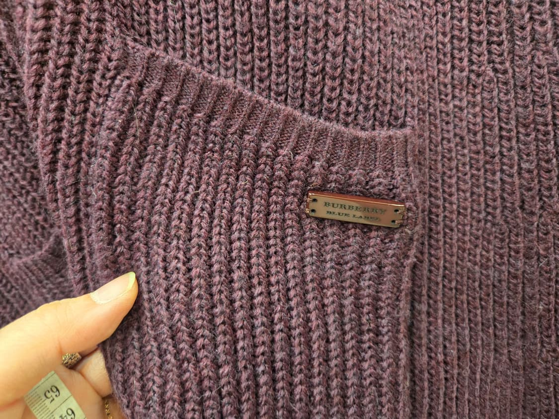 버버리 블루 라벨 버건디 롱 니트 가디건 상품이미지4