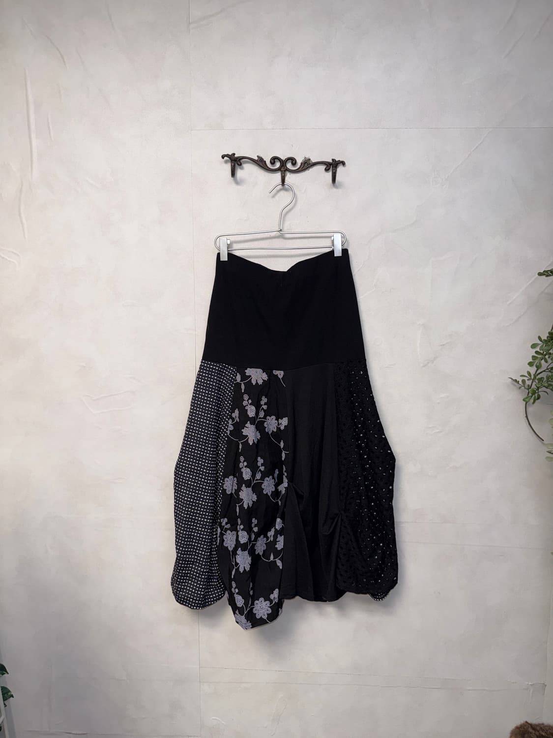 Black oriental patchwork shirring ops/sk 상품이미지6