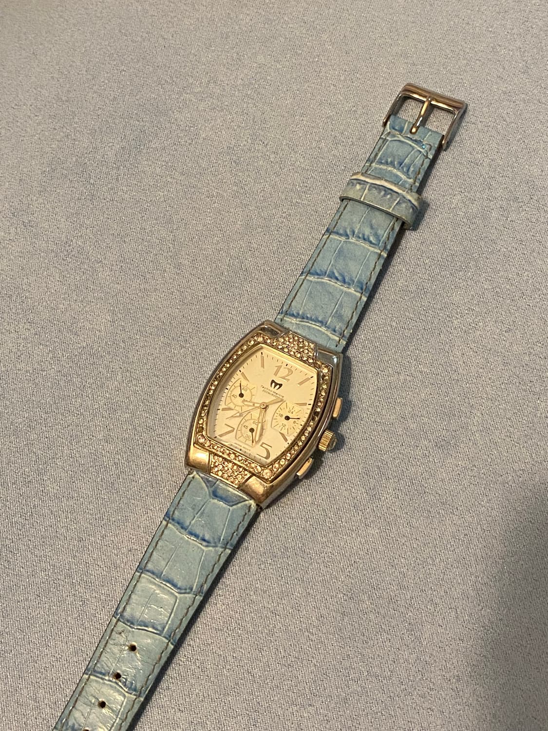 Blue Cubic Vintage Leather watch 🩵💎 상품이미지3