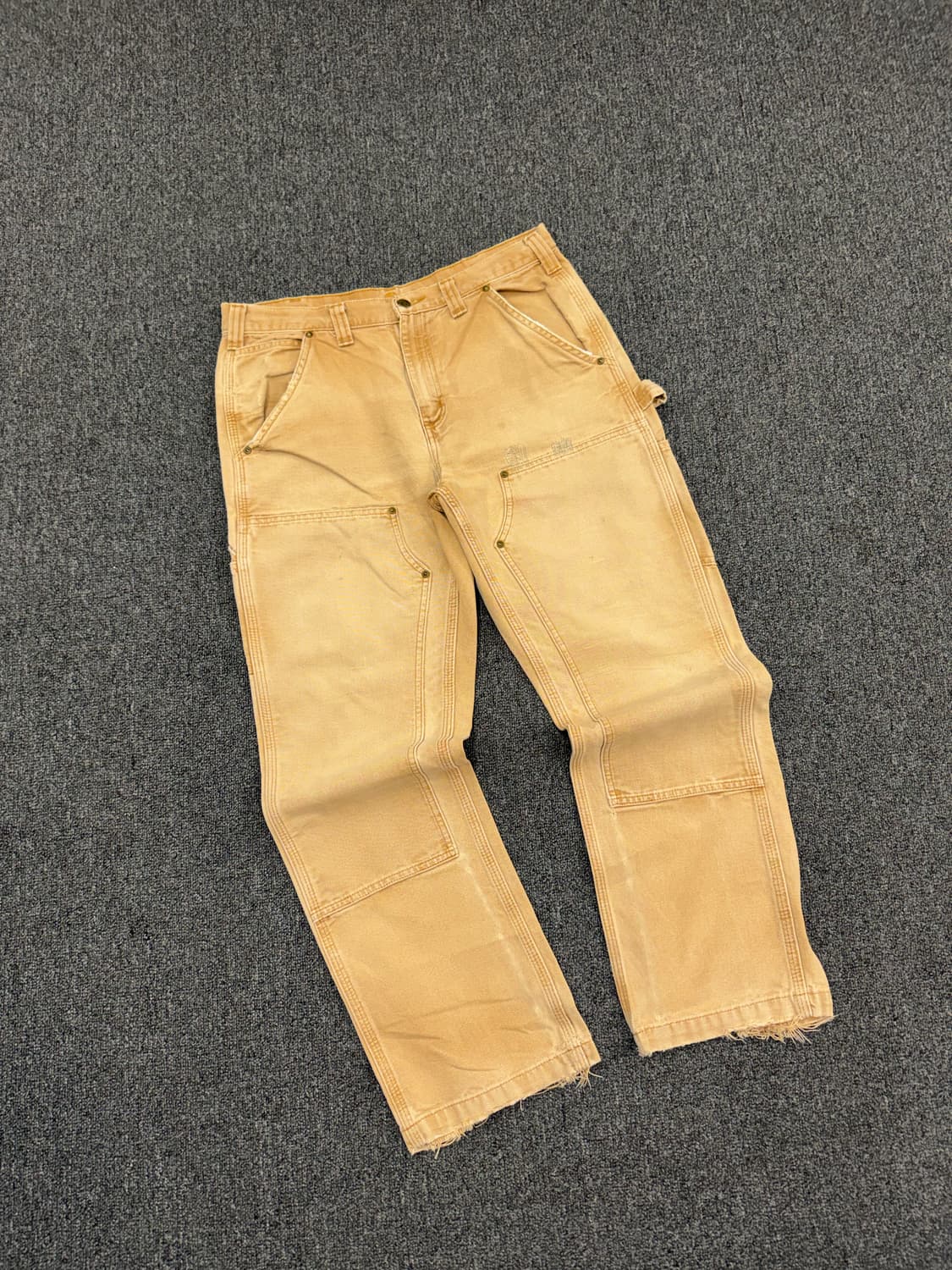 칼하트 빈티지 베이지 더블니 워크팬츠 상품이미지1