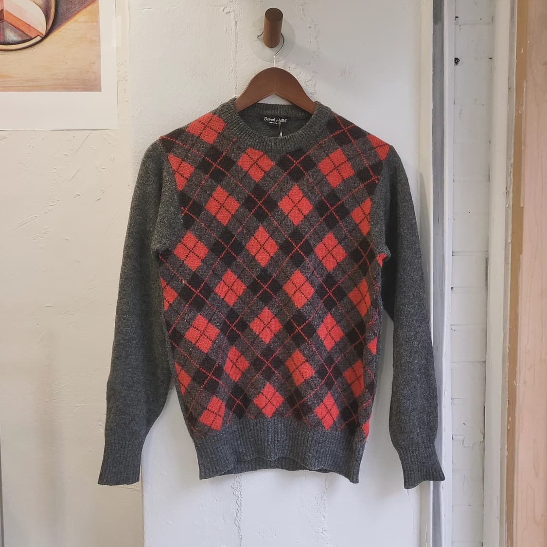 Beverly hills 아가일 울100 니트 상품이미지3