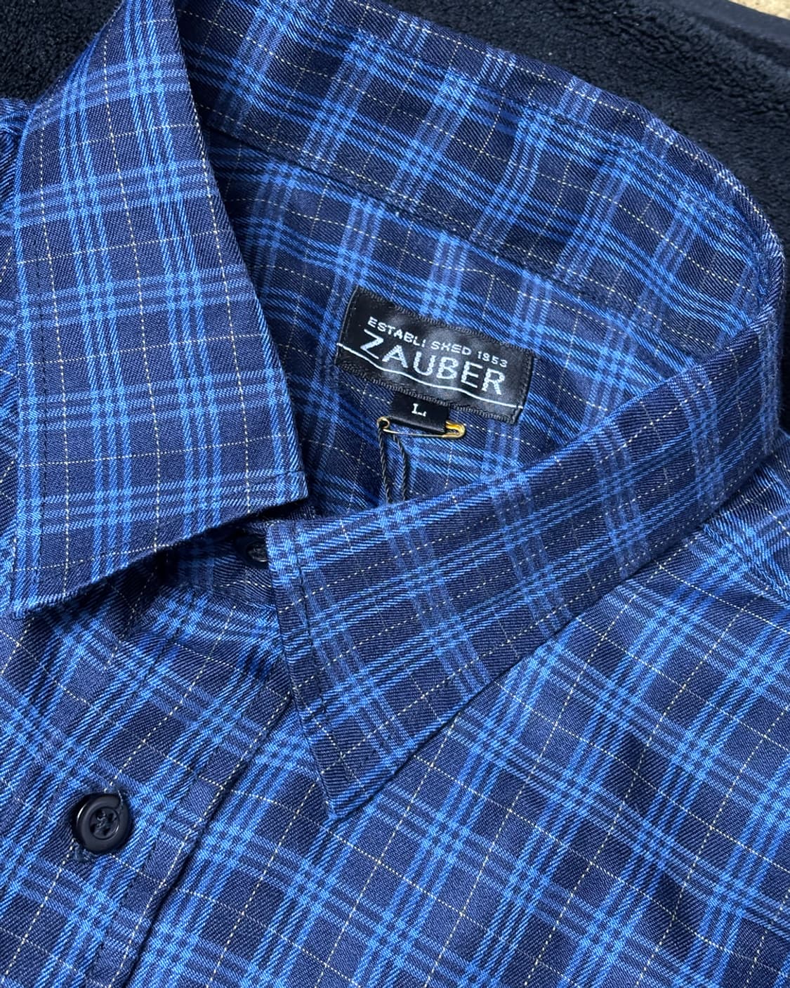 일본빈티지 블루 체크 셔츠 상품이미지3