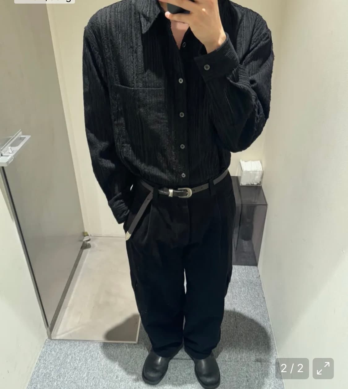 인사일런스 텍스처드 크로스오버 셔츠 BLACK L사이즈 상품이미지4