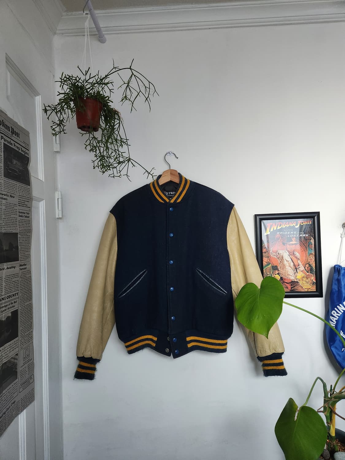 80s Butwin 레더 울 바시티 자켓(USAmade) 상품이미지1