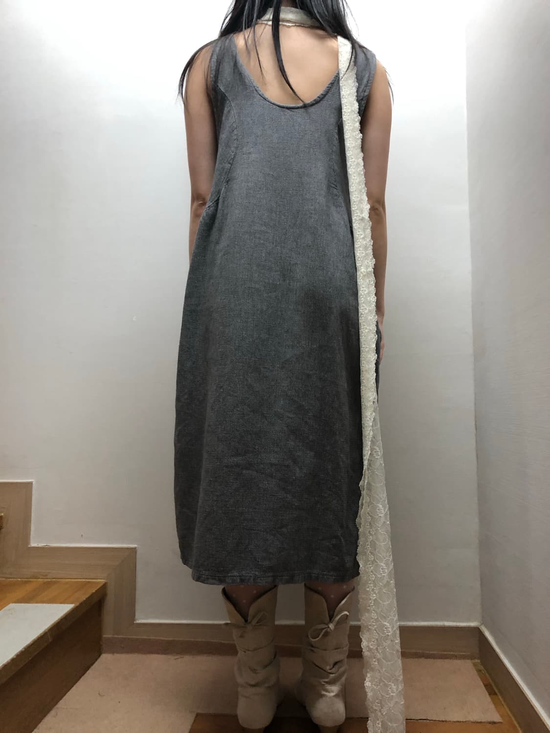 빈티지 그레이 버튼 원피스 상품이미지8
