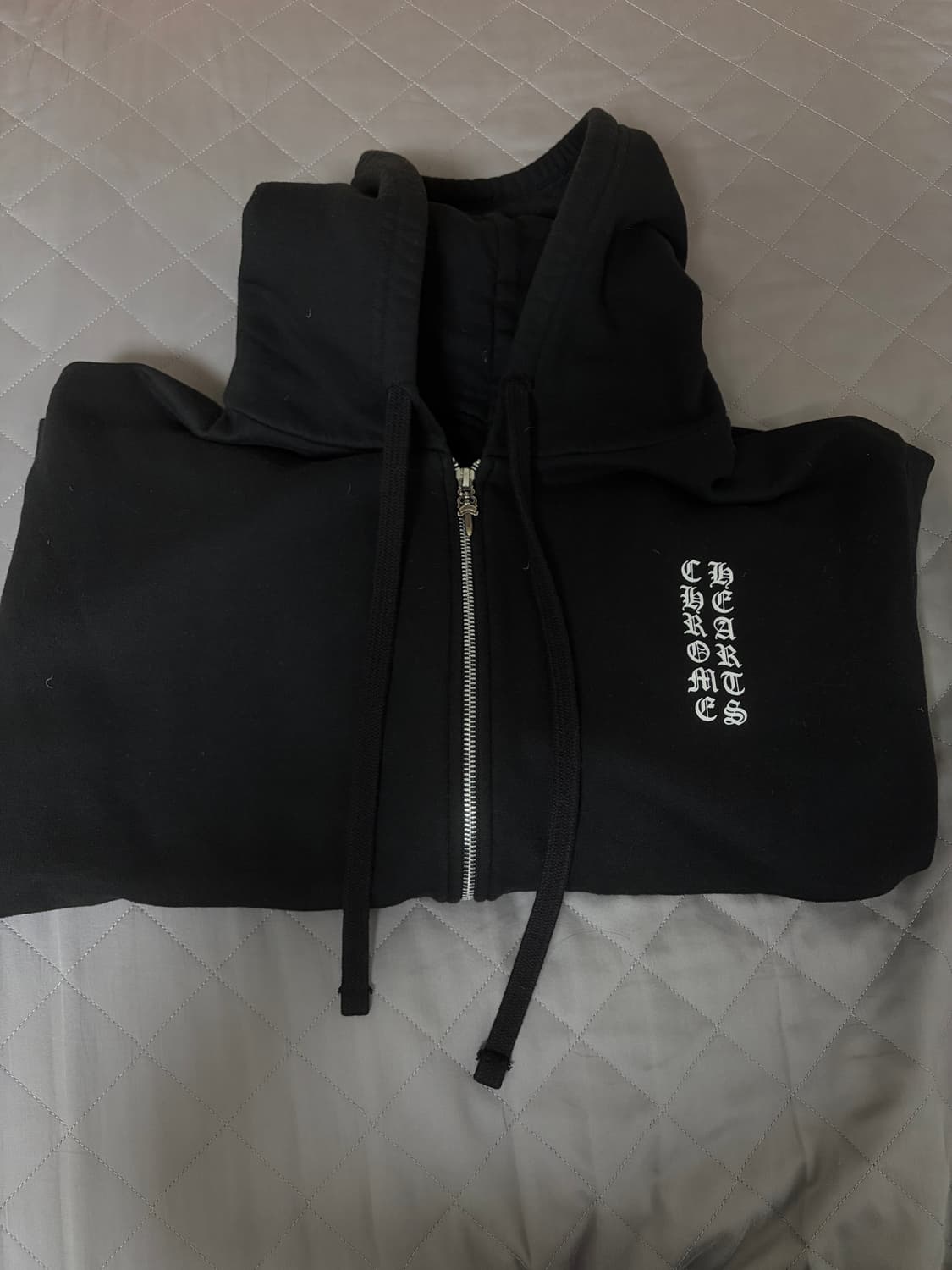 크롬하츠 버티컬 롱 플리스 집업 후드 블랙 상품이미지2