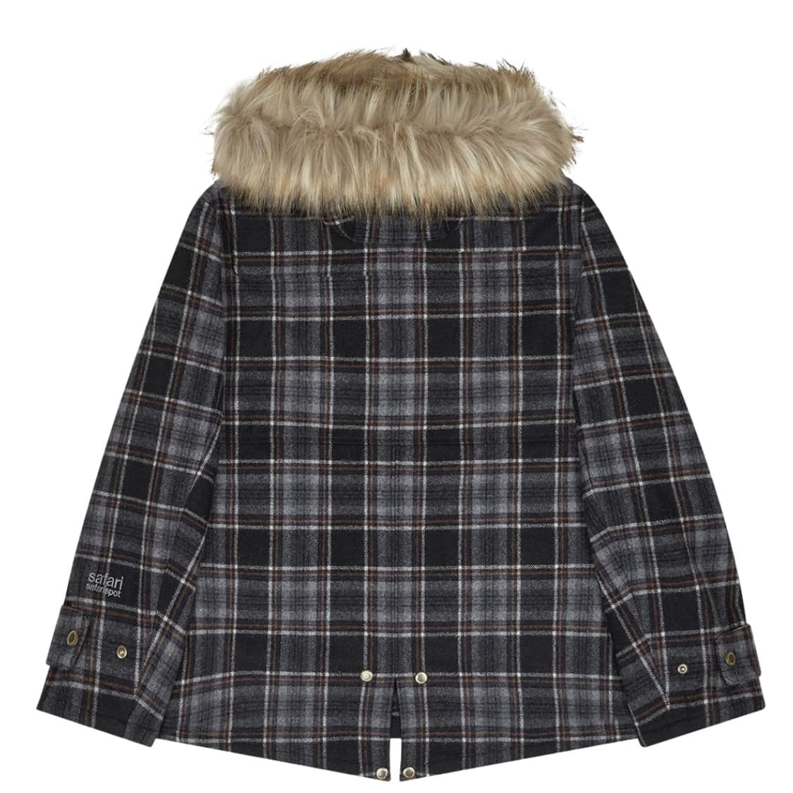 사파리스팟 레기온 퍼 체크 더플 코트 1사이즈 상품이미지2
