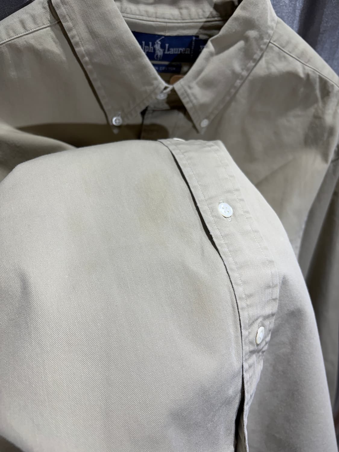 XL 폴로랄프로렌 네이비 포니 베이지 코튼 셔츠 상품이미지7