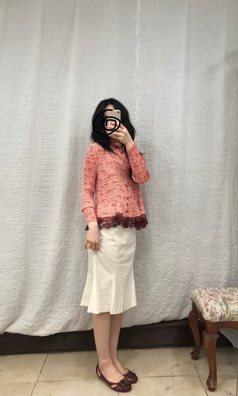 Back wrinkle point midi skirt 상품이미지2