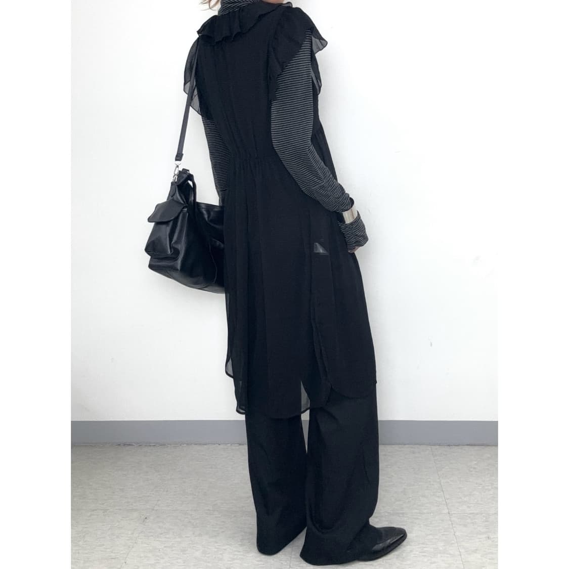 빈티지 블랙 시스루 원피스 가디건 상품이미지4