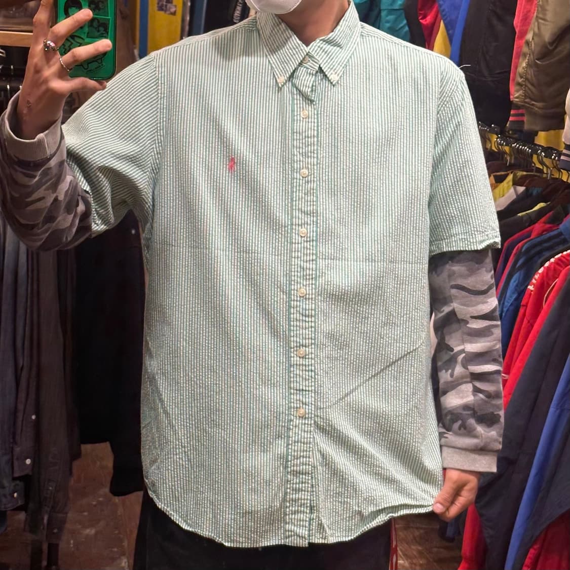 [HI] 폴로 랄프로렌 반팔셔츠 그린 시어서커 상품이미지2