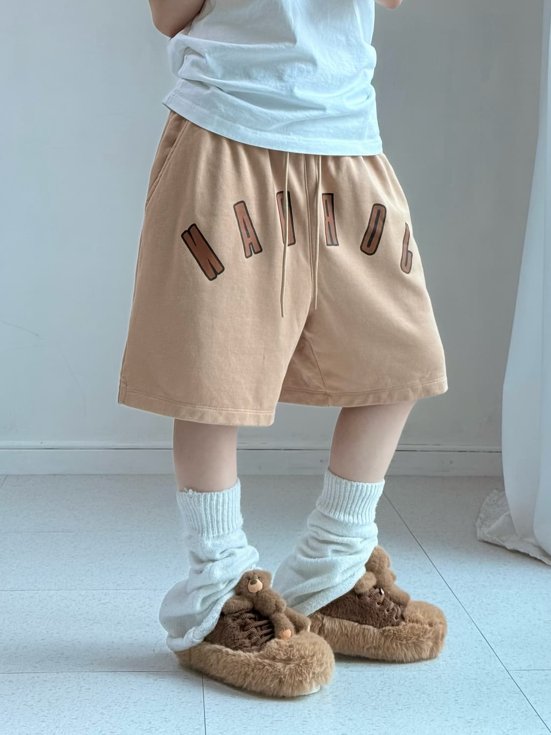 조던 베이지 로고 반바지 상품이미지2