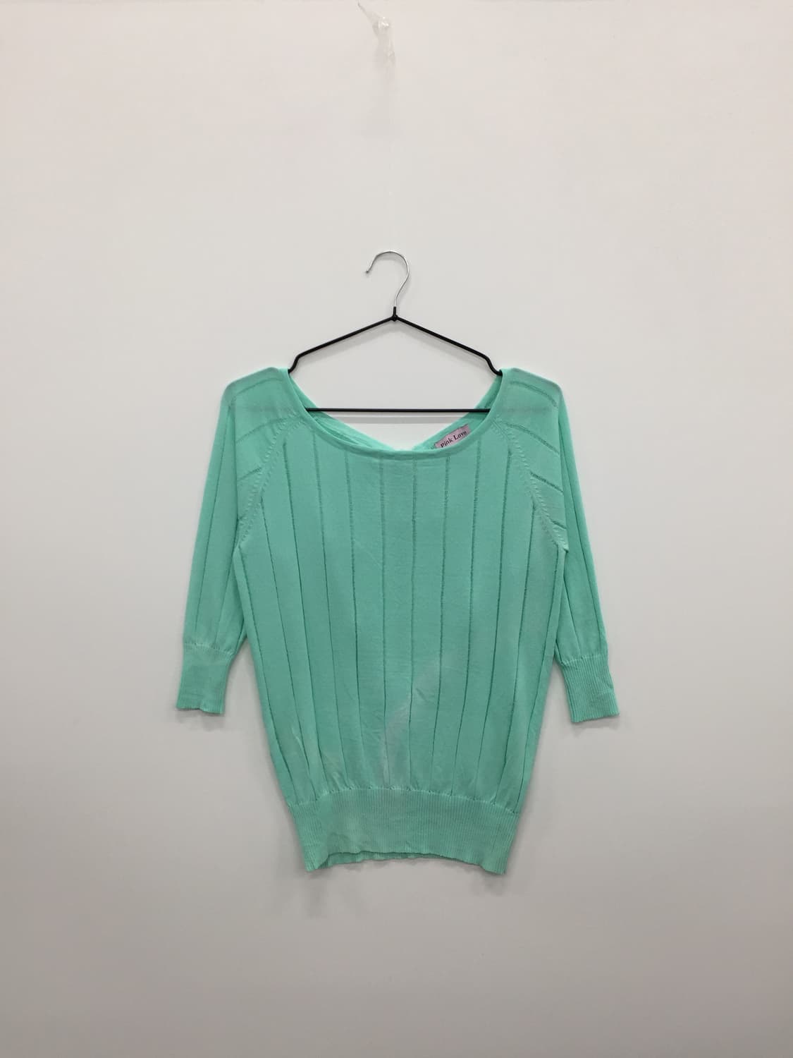 Jpn Pink Love Mint Ribbed Knit Top 상품이미지4