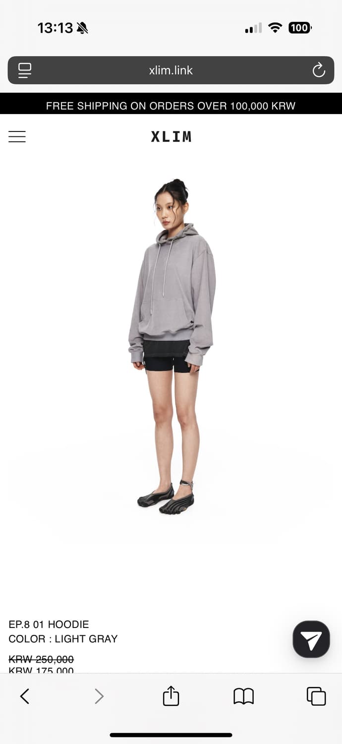 엑슬림 xlim ep8 01 후디 라이트 그레이 S 상품이미지5