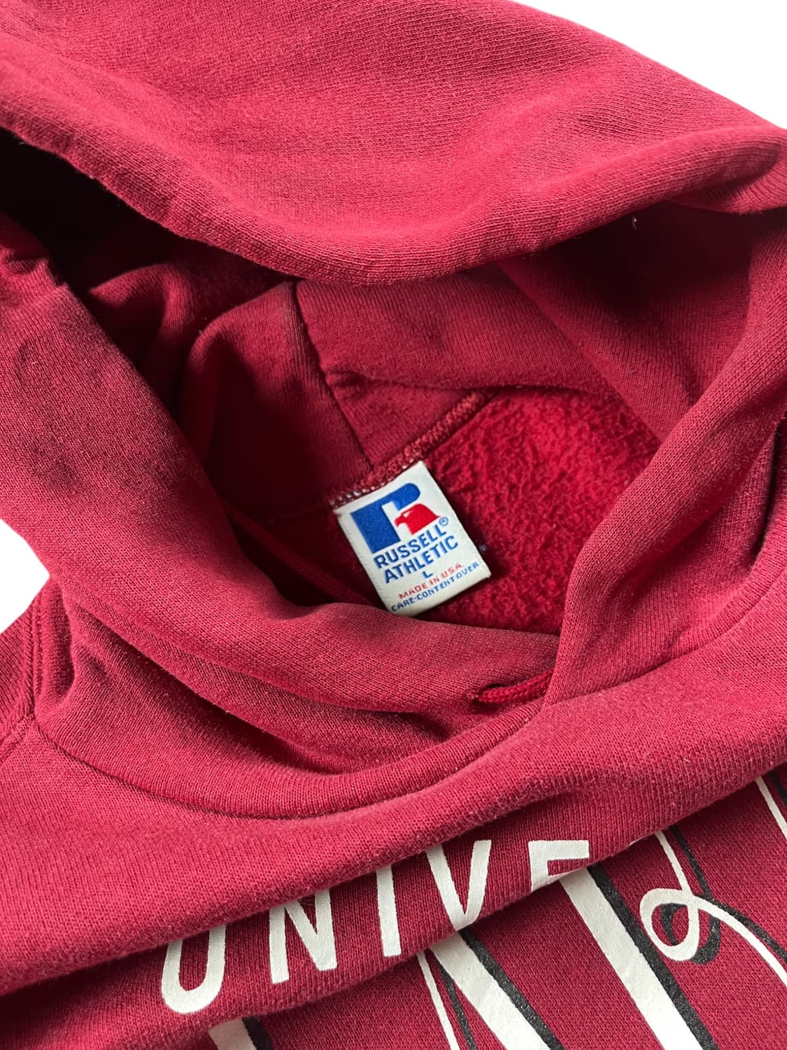 90s USA Russell Athletic 레드 컬러 후드티 상품이미지3
