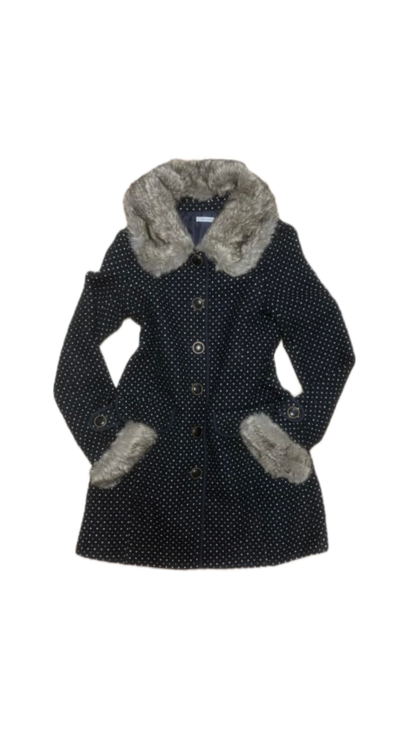 엑시즈팜 도트 땡땡이 퍼코트 상품이미지1