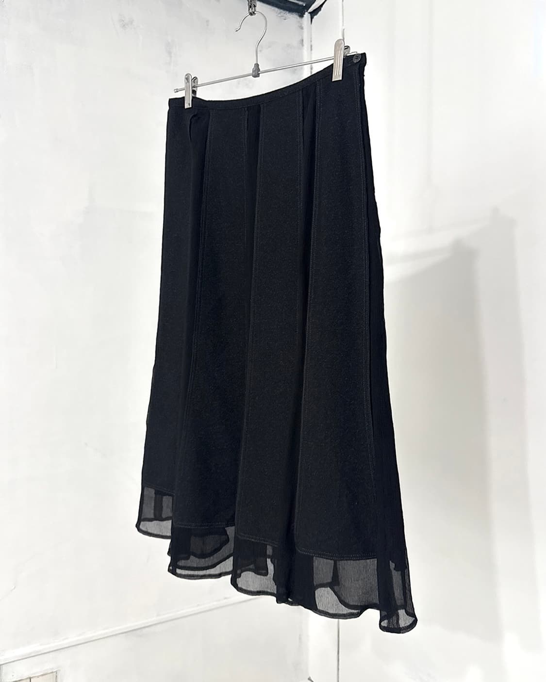 Feminine Black Patchwork Maxi Skirt 상품이미지1