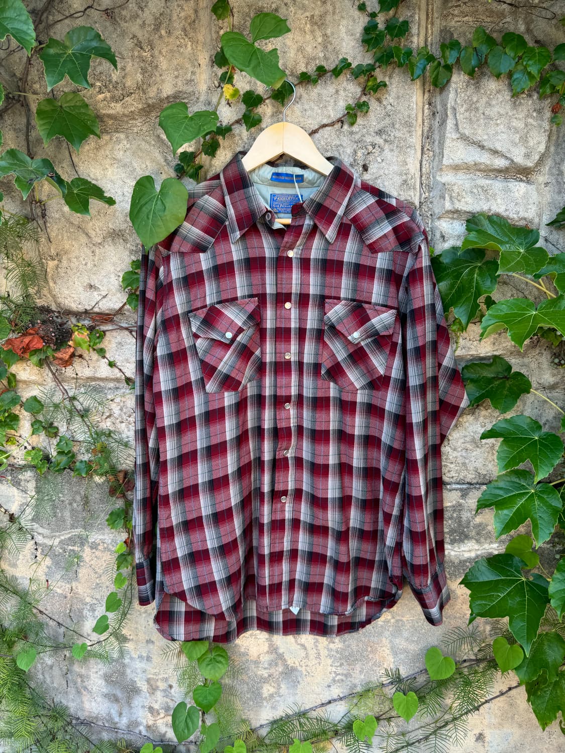 80s pendleton 펜들턴 울 체크 웨스턴 셔츠 L 상품이미지1