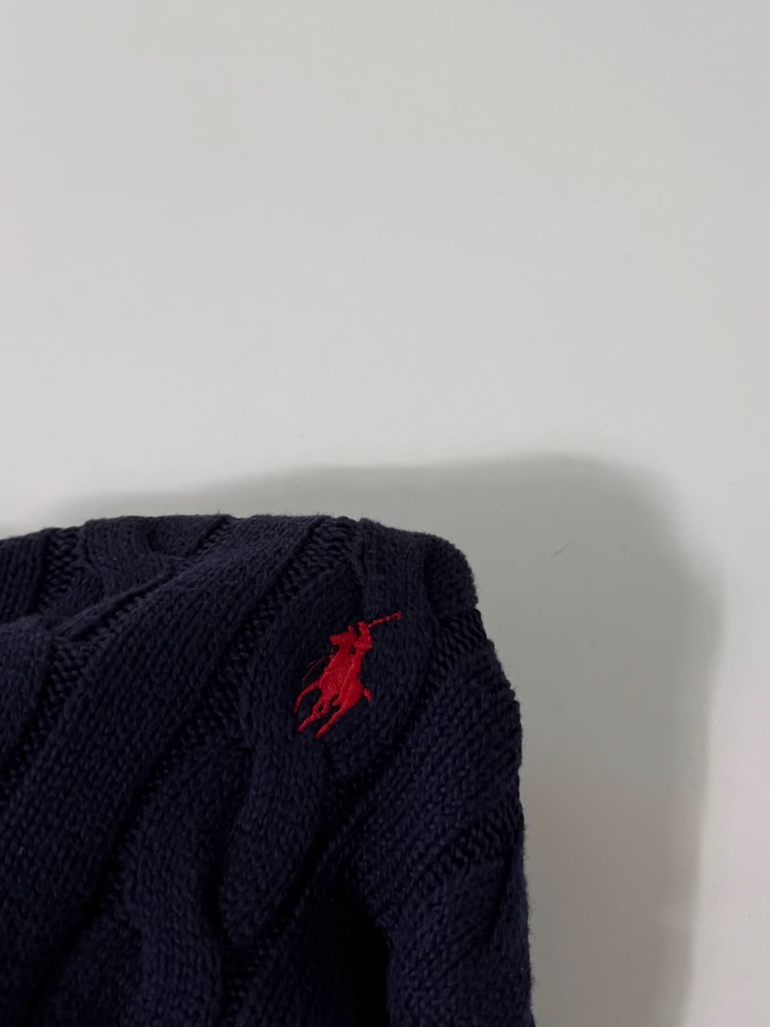 폴로 랄프로렌 신형 QR라벨 딥네이비 코튼 케이블 니트 상품이미지4